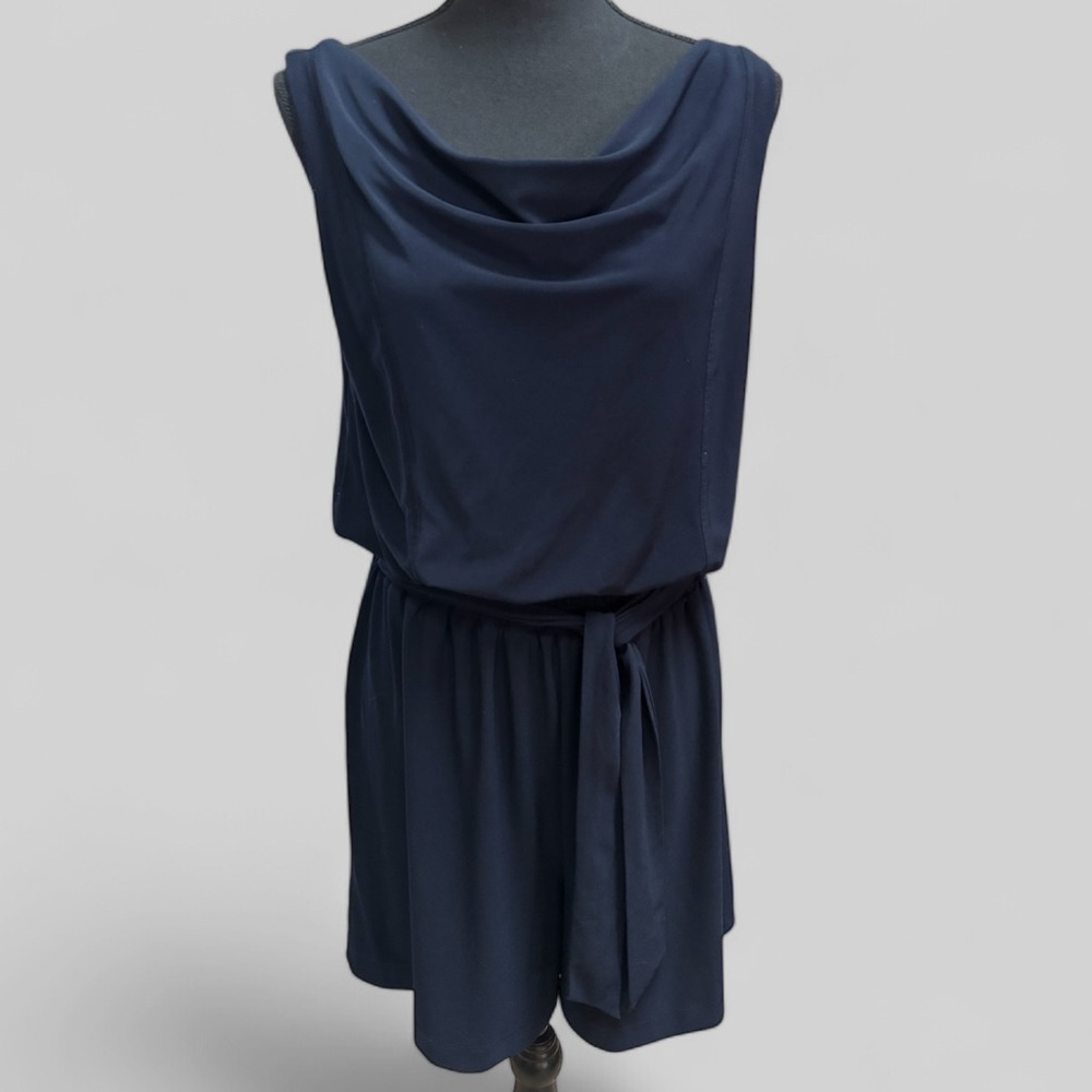 ❣️EMMA MICHELLE BLACK SLEEVELESS ELASTIC WAIST TIE SASH ROMPER SZ M